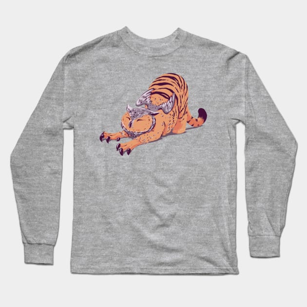 Great horned owl and tiger griffin Long Sleeve T-Shirt by iambirgitte